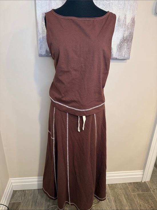 Free-est Dresses & Skirts - Women’s Brown Sleeveless A-Line Skirt Set